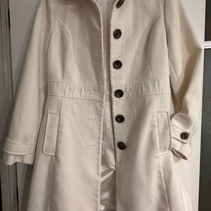 Old Navy Cream Button-Front Trench Coat